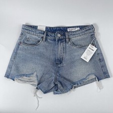 Blank Nyc The Barrow Distressed Cut-Off Frayed Raw Hem Blue Denim Shorts Size 28