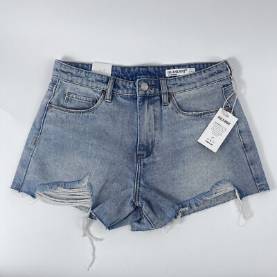 Blank Nyc The Barrow Distressed Cut-Off Frayed Raw Hem Blue Denim Shorts  Size 28