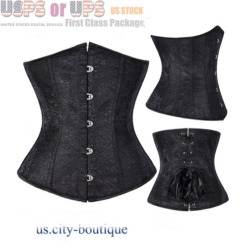 Sexy Women Underbust Lace gothic Corset Bustier Waist Cincher Burlesque Lingerie - Picture 19 of 34
