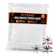 Piteno 1200 sqft Spider Webs Halloween Decorations with 40 Fake Spiders, White