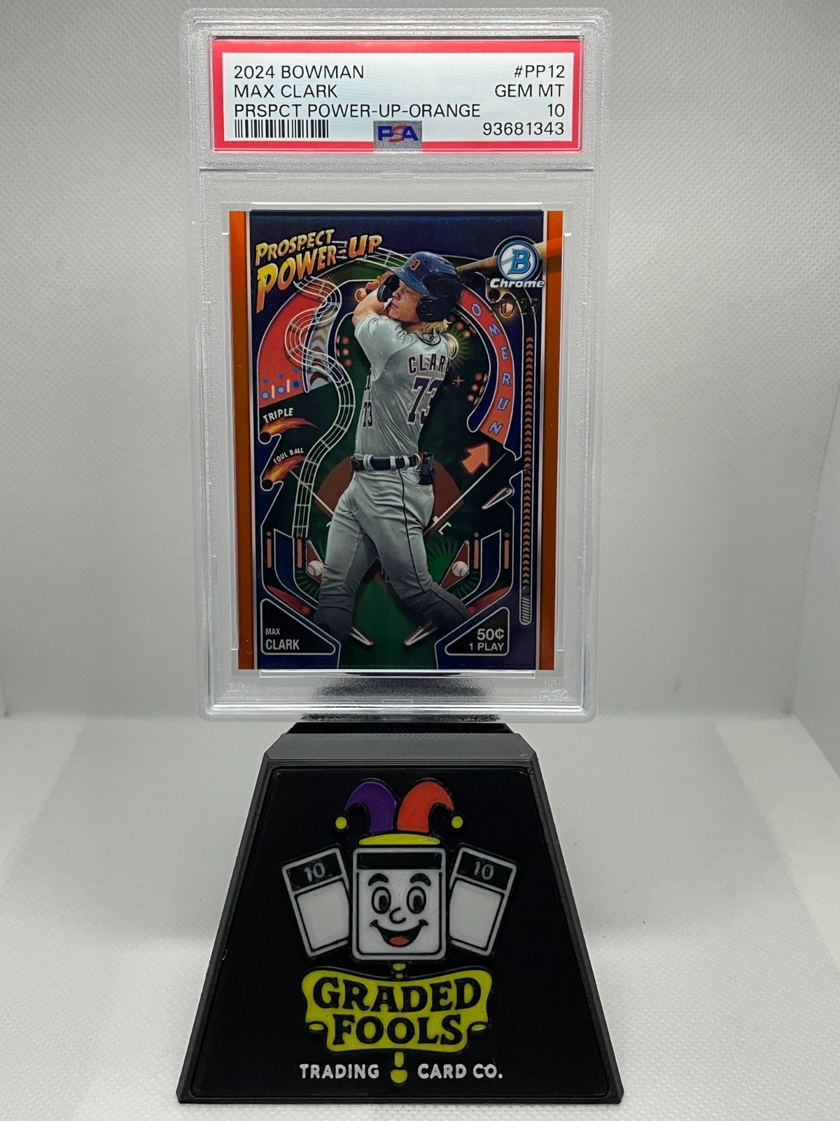 2024 Bowman Chrome Prospect #PP-12 - Max Clark - Power-Up Orange 20/25 - PSA 10