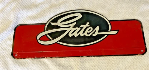 Vintage Gates Automotive Embossed Metal Sign Tire 17½" x 6⅝"