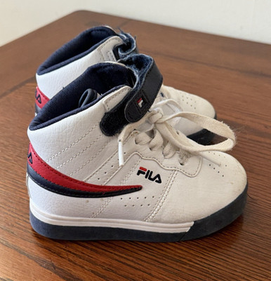 FILA White synthetic Leather High Top Sneakers Retro Style Sport Casual US 8