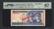 Lithuania 10 Litu 1997 P59s "Specimen" Uncirculated Graded 67