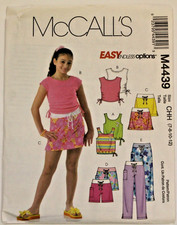 McCall's 4439 Girls Tops, Skirt, Shorts Pants Sewing Pattern 7-8-10-12 UNCUT