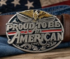 Vintage 1989 Siskiyou Proud To Be An American Belt Buckle Made In USA