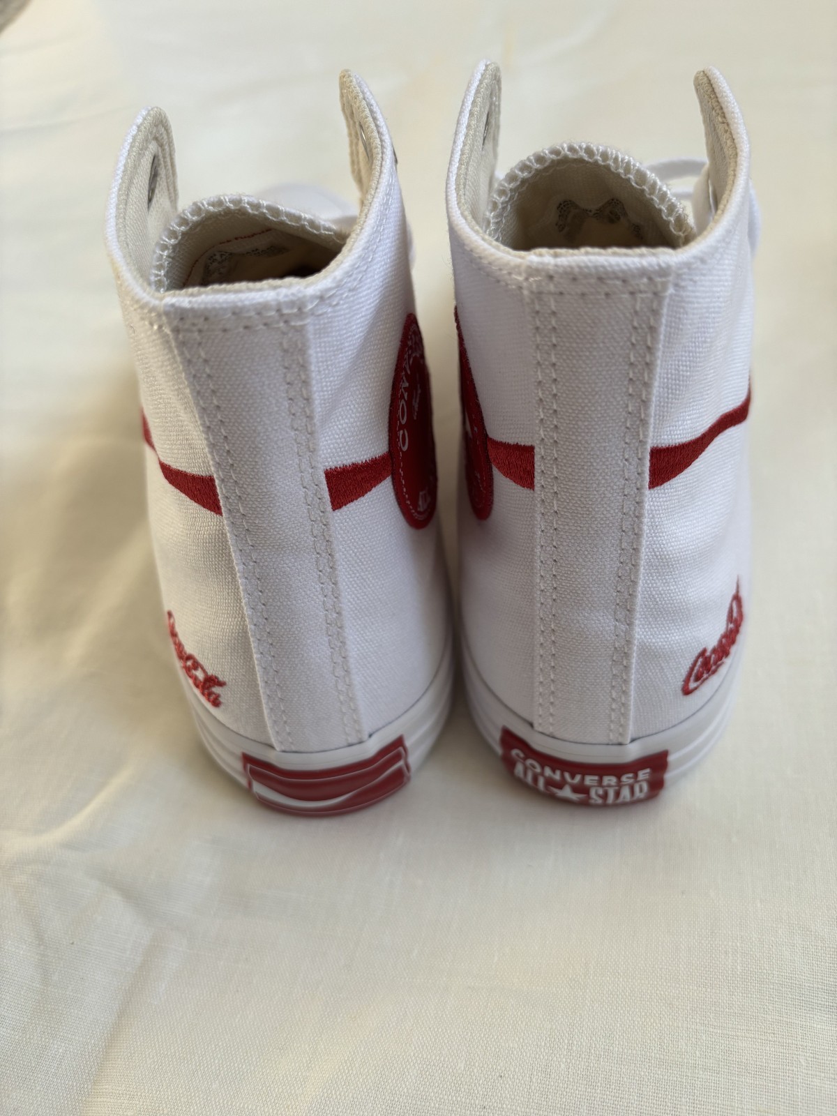 Size 8 - Converse Coca - Cola Chuck Taylor Shoes in White and Red High-Top Train thumbnail 5
