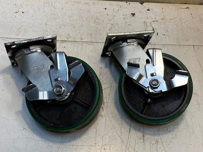 2 Quantity of Encore 4 Series 6'' Swivel Green Caster Wheels 6x2 (2 Quantity)