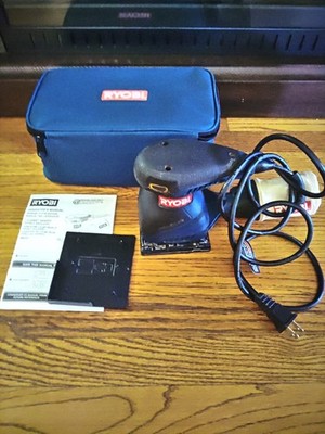 Ryobi Corded Palm Sander S652D 1/4 Sheet w/ Dust Bag & Carrying Case Works Great