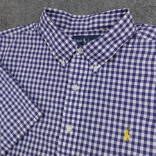 Polo Ralph Lauren Shirt Mens XXL Blue Gingham Check Button Down Pony Oxford VTG