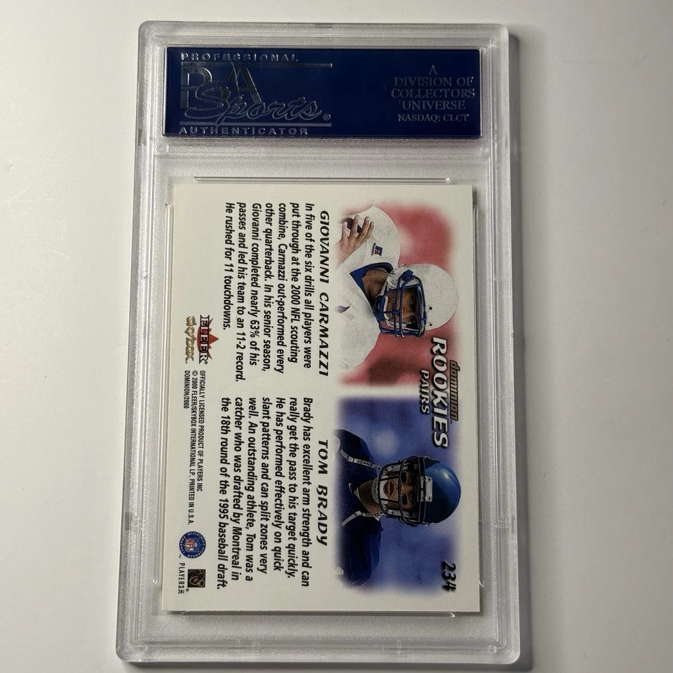 2000 Skybox Dominion # 234 Tom Brady Giovanni Carmazzi Rookie RC PSA 8 NM-MT - Image 2 of 2
