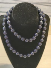 Blue Beaded And Gold Tone Beaded Necklace See Pictures For Details 