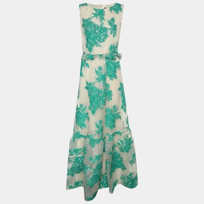 Class by Roberto Cavalli Maxikleid weiß grün Tüll bestickt M