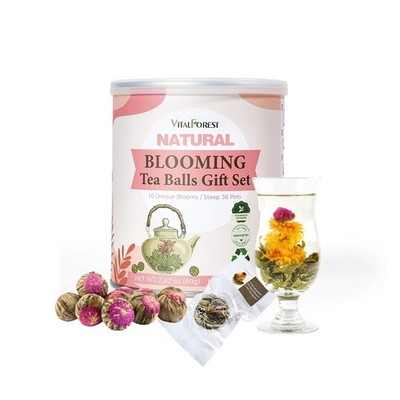 Blooming Tea Flowers Gift Set, 10 Unique Varieties Flowering Tea Balls, Individu
