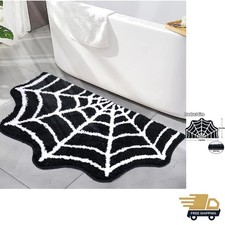 Gothic Spider Web Bath Mat 31x20"  Non-Slip  Machine Washable Halloween Decor