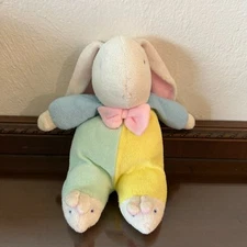Vtg Soft Dreams Pastel Terry Cloth Bunny Plush Rattle Slippers Baby Lovie
