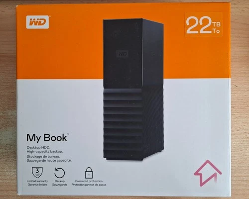 WD 22TB My Book external hard drive | Password + AES protection | Shuckable SATA