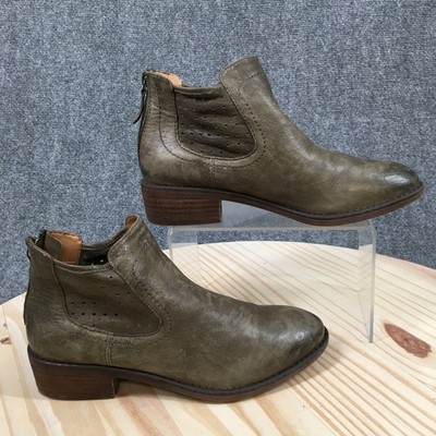 Comfortiva Boots Womens 6.5 M Ankle Bootie Side Zip Block Heels Leather Green