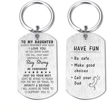 Daughter Gifts from Mom Dad, to My Daughter Keychain, Have Fun Be Safe Make Good