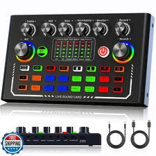 Facmogu F009 Live Sound Card, Wireless Bluetooth Audio Mixer, Pod