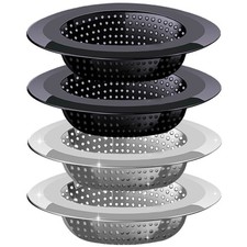 Kitchen Sink Drain Strainer, 4 Pack Stainless Steel and Black Mesh Sink Strainer