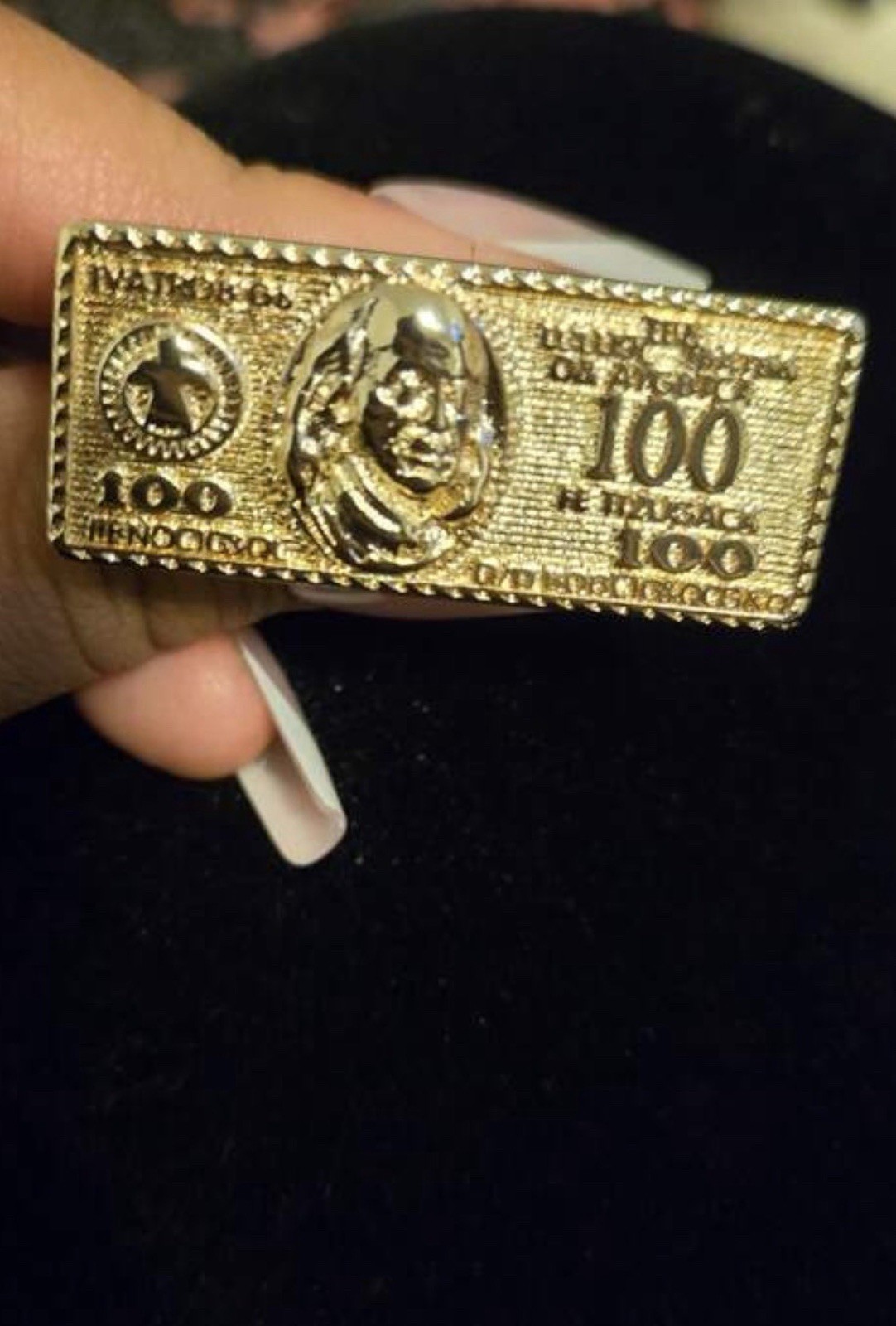 10k Gold Statement Money Rectangular Ring Made in… - image 1