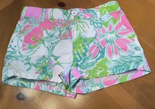Lilly Pulitzer girls shorts size 10 Floral Callahan Shorts Floral Pink Blue Euc