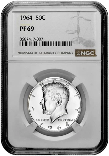 1964 50C Silver Proof Kennedy Half Dollar NGC Graded PF 69 in New Holder