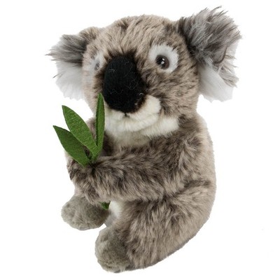 Kuscheltier Koalabär 16 cm mit Bambus grau/grün sitzend Plüschtier Stofftier