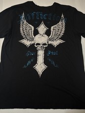 Y2K Affliction Live Fast Skull Cross Wing Graphic T-Shirt Mens 2XL USA Made