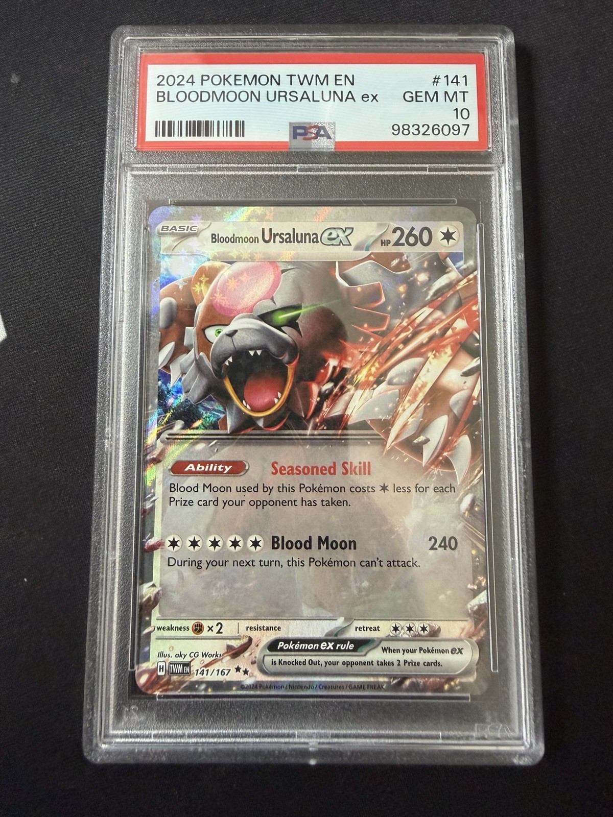 2024 POKEMON TWM EN #141 BLOODMOON URSALUNA EX PSA 10 TWILIGHT MASQUERADE