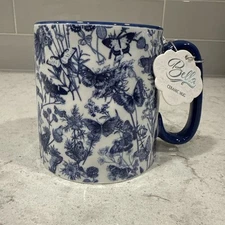 BUTTERFLIES Cobalt Blue White Chinoiserie Floral 10 Strawberry Street BELLA Mug