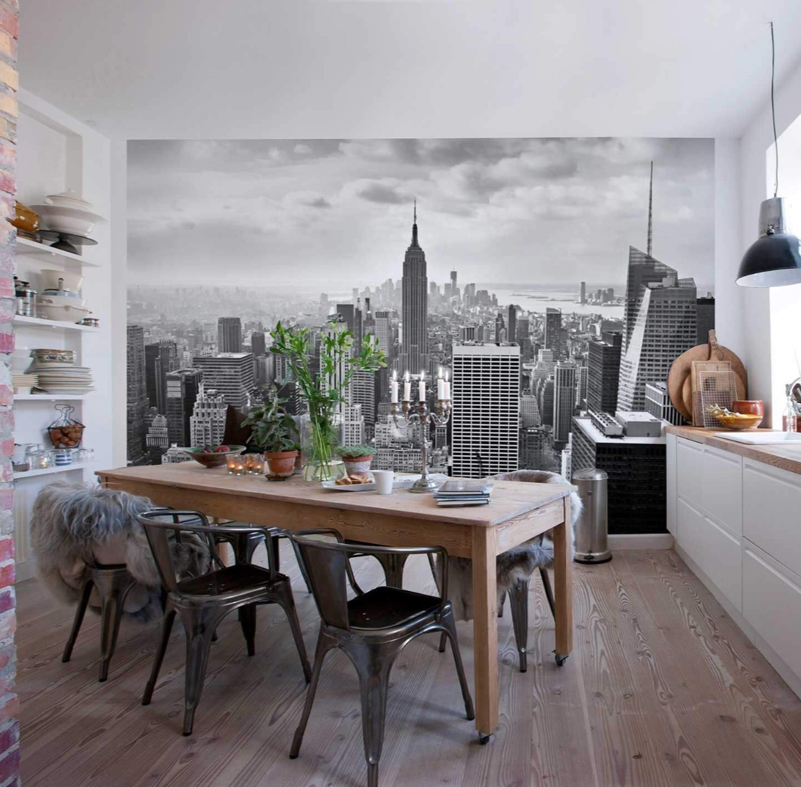 144x100 inch Wallpaper Mural bedroom Wall Decor black & white New York City art