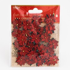 Italian Options 2cm Small Red Handmade Poinsettia Christmas Flower Card Makin...