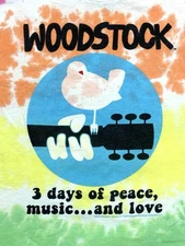 Woodstock Tie Dye T-Shirt Multicolor 3 Days of Peace Music & Love Liquid Blue XL