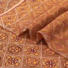 Sanskriti Vintage Brown Sarees Pure Silk Embroidery Woven 5 Yd Sari For Crafters