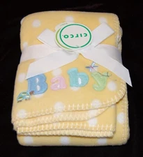 NEW Circo Yellow Polka Dots Baby Blanket Fleece Target 30x40" #96