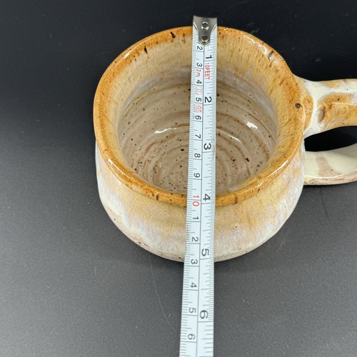 Taza de té café terracota cerámica artística de estudio hecha a mano esmalte por goteo - Imagen 7 de 9