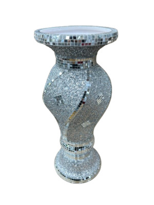 40 cm Vase Silber Mosaik Blume Atemberaubend Crushed Diamond Luxus Dekor