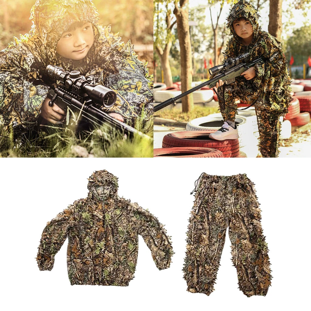 5-in-1 Tarnanzug 3D Camouflage – Jagdbekleidung Mit Jacke Hose Kapuze Für Erwachsene & Kinder