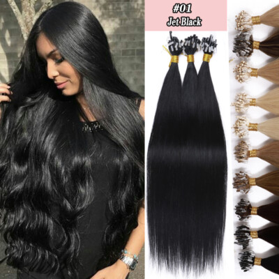 Micro Ring Beads Loop Hair Extensions 100 Remy Real Indian Human Hair Straight A