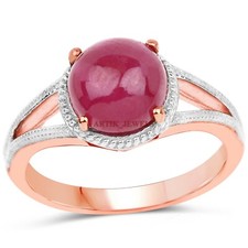 Heated Ruby Gemstone Rose Gold Plated 925 Sterling Silver Women's Ring 4404