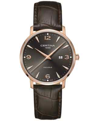 Certina DS Caimano Quartz Gray Dial Brown Leather Men's Watch C035