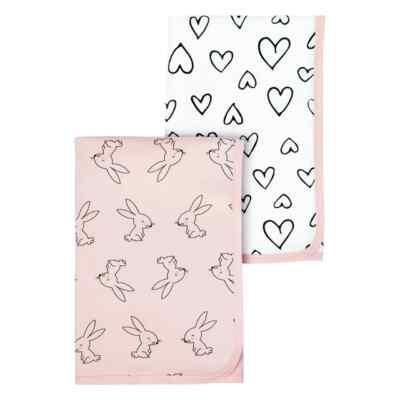 Little Star Organic 100% Organic Cotton Girls Receiving Blanket, 2 PACK --C3--