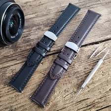 Luxury Leather Mens Replacement Dress Watch Strap Band | Deployment | 20mm 22mm 