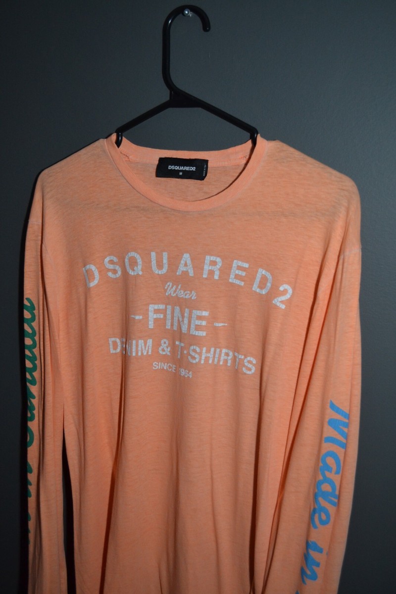 Dsquared2 M size Peach Longsleeve Spellout Logo T-shirt | eBay