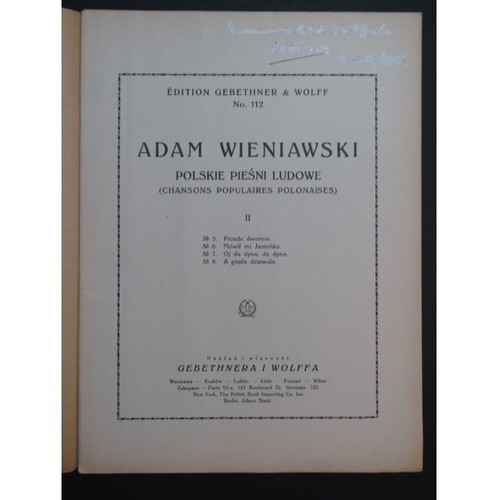 WIENIAWSKI Adam Polskie Piesni Ludowe No 2 Chant Piano 1926 - Imagen 3 de 5