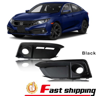 #ad For 2019 2020 2021 Honda Civic Sport Front Bumper Full Black Fog Light Covers $35.99