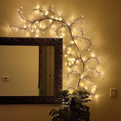7.5ft Enchanted LED Willow Vine Lights 144 LEDs with Remote for Tree Home Decor