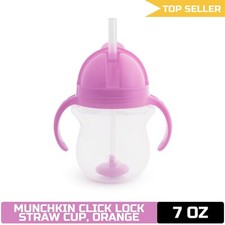 Munchkin Click Lock Weighted Straw Cup, 7 Ounce, Orange, Pack of 1